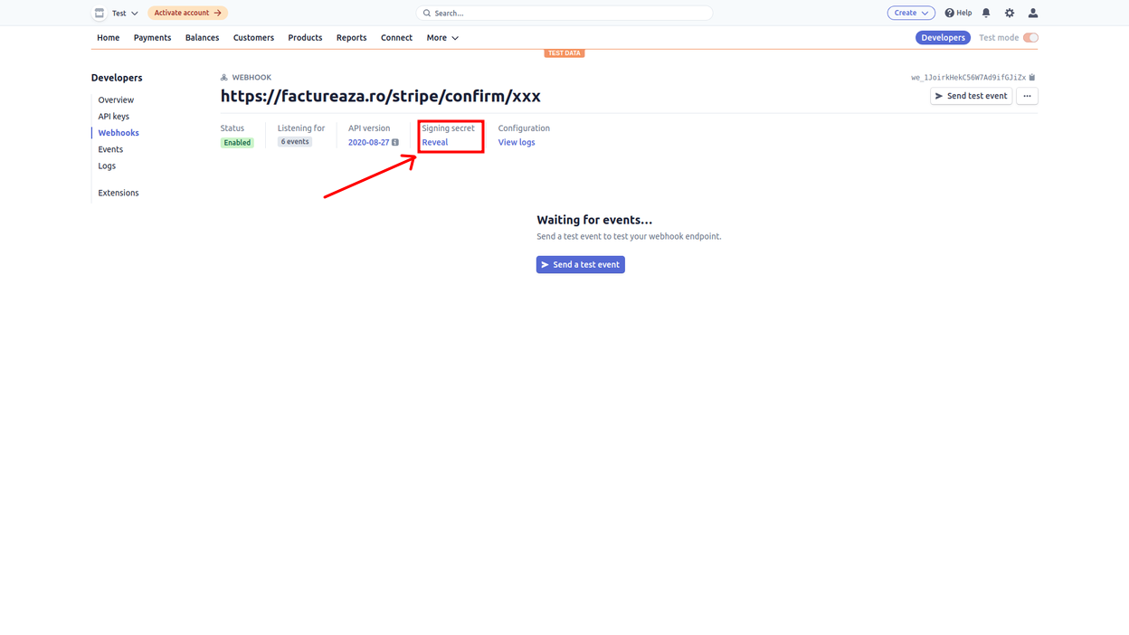 Integrarea cu Stripe - pasul 5