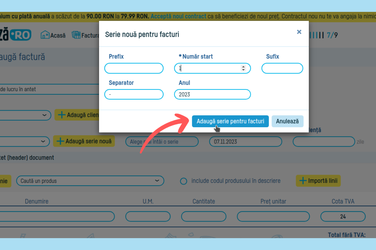 Cum generezi și transmiți e-Factura în SPV ANAF - pasul 11