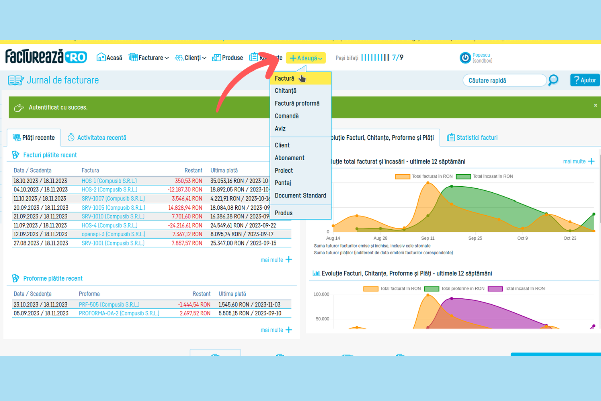 Cum generezi și transmiți e-Factura în SPV ANAF - pasul 9