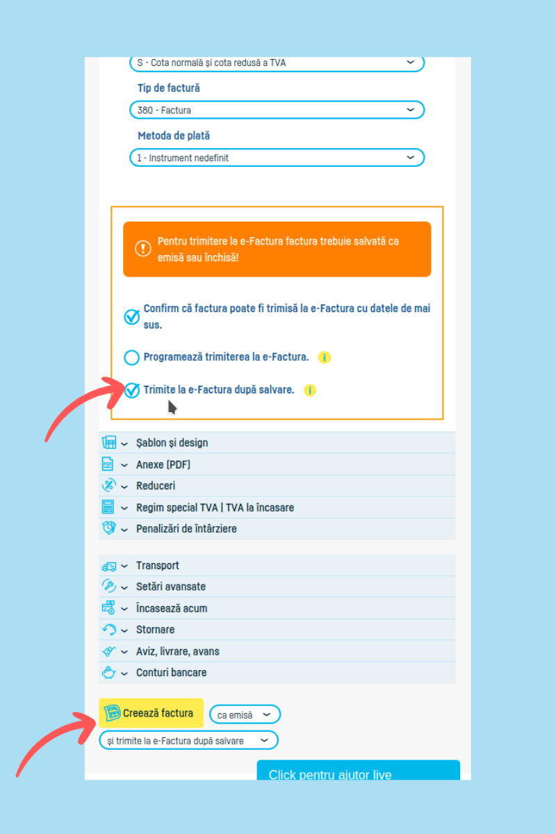 Cum generezi și transmiți e-Factura în SPV ANAF - pasul 17