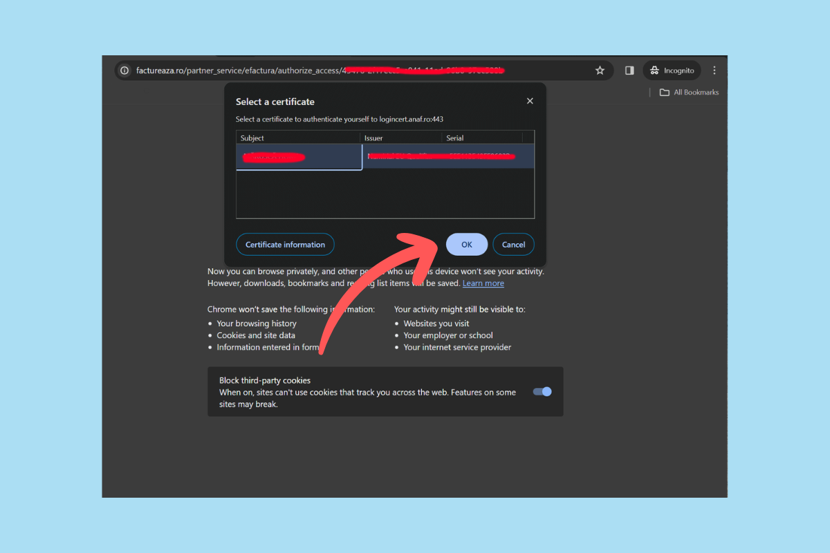 Cum activează contabilul integrarea automat e-Factura - pasul 4