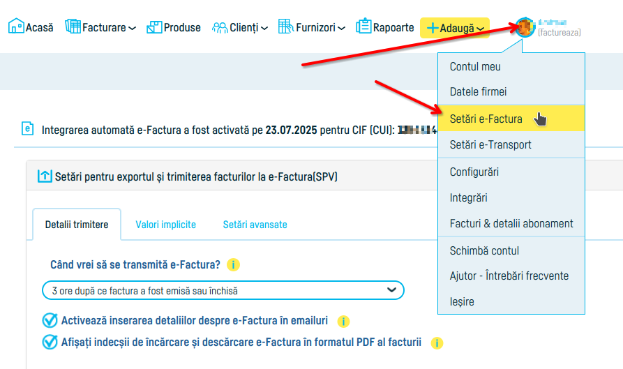Cum activezi preluarea automată din SPV a e-Facturilor - pasul 1
